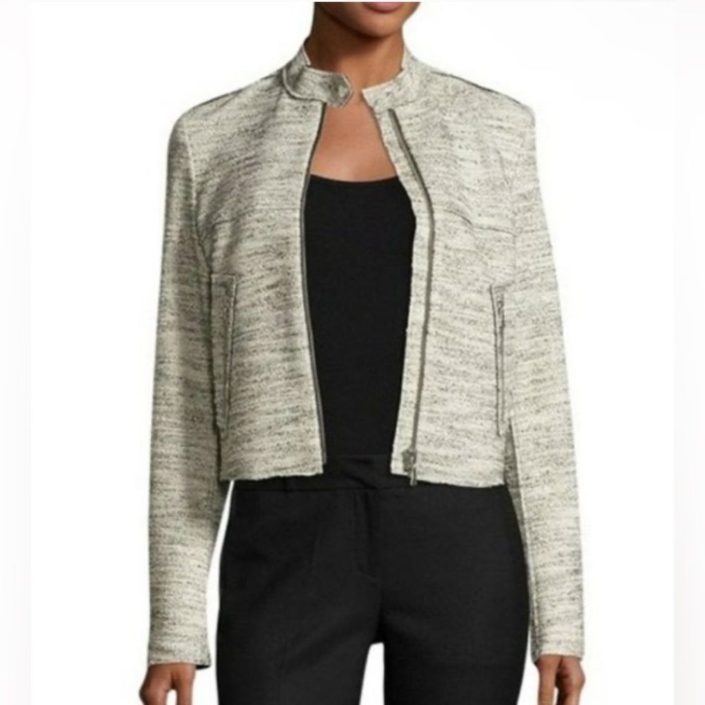 Theory Moto Style Stretch Tweed Jacket High Quality Size Extra Small EUC